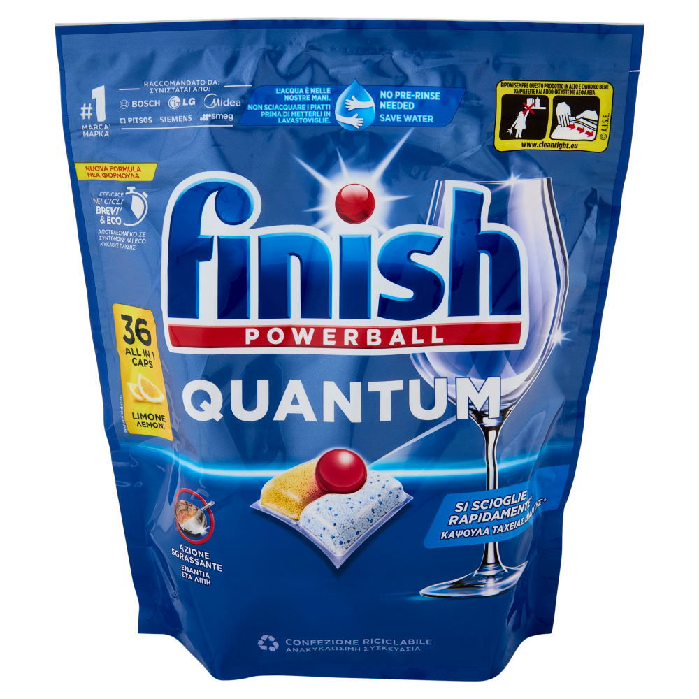 Finish Quantum Limone pastiglie lavastoviglie 36 lavaggi 374,4 g
