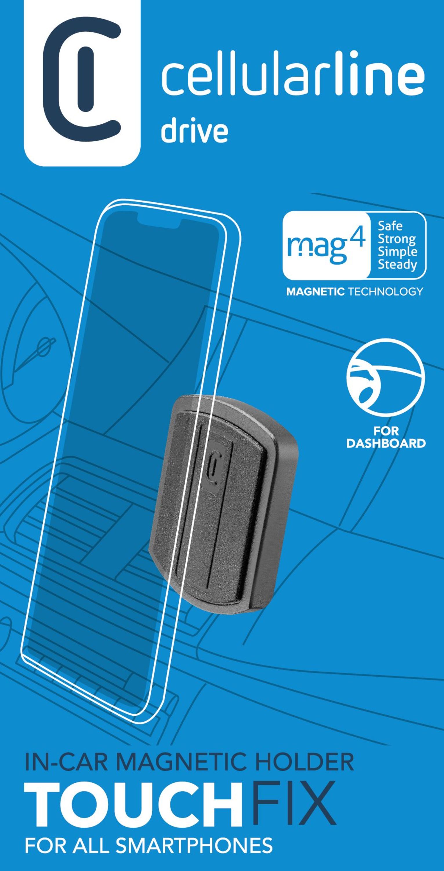 Cellularline Touch Fix - Universal Supporto smartphone da auto magnetico con fissaggio adesivo