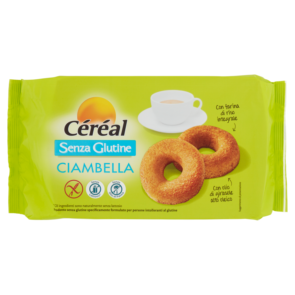 Céréal Senza Glutine Ciambella con Farina di Riso integrale, Merendine senza lattosio, 4 per 50g