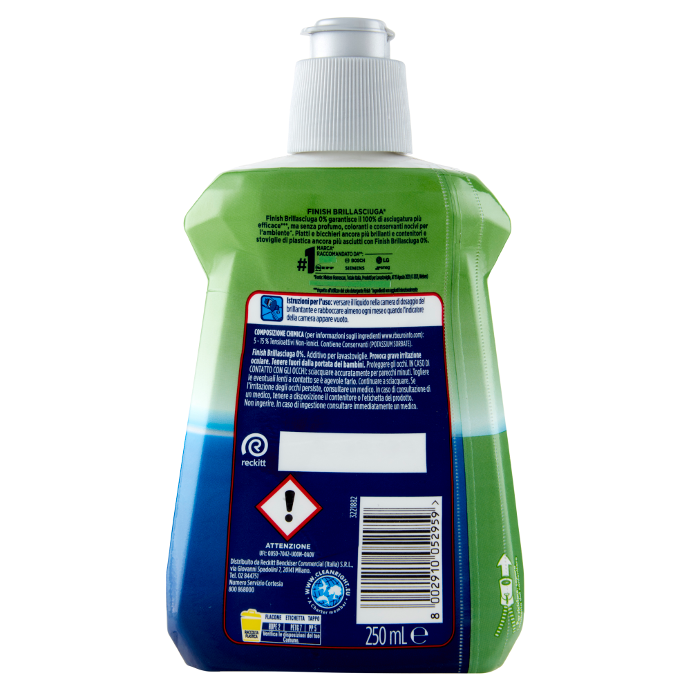 Finish Brillasciuga 0% brillantante lavastoviglie 250 ml