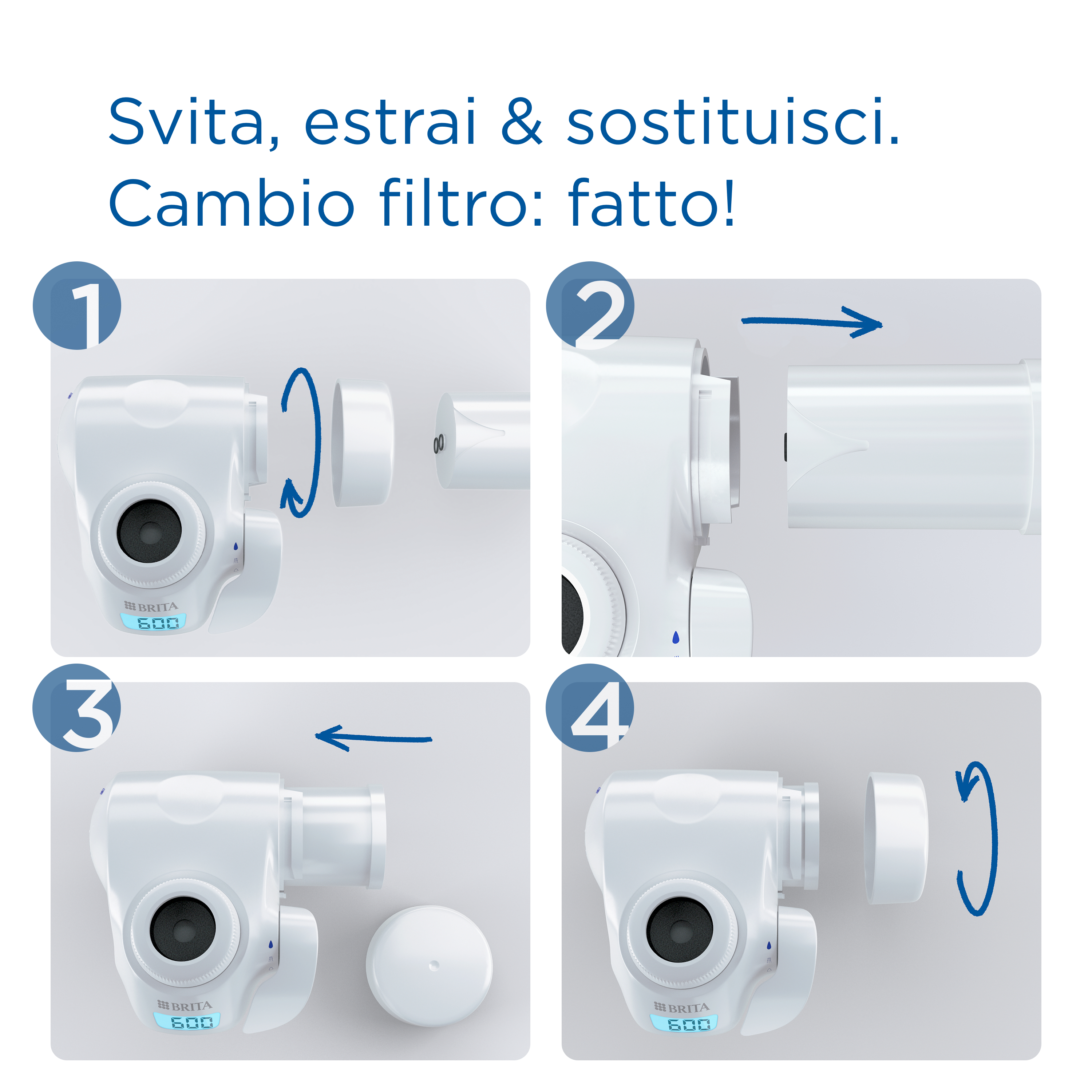 Brita Filtro acqua rubinetto ON TAP V-MF (600L) - Riduce cloro, PFAS, 99,99% di batteri, microparticelle e metalli - per acqua buona e sicura da bere
