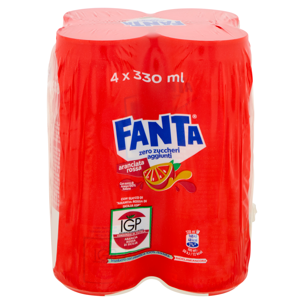 Fanta Zero Blood Orange Can Sleek 4 X 33 cl