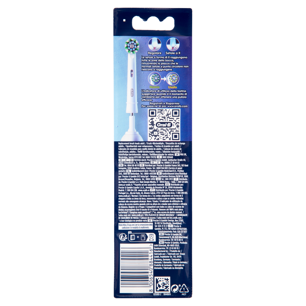 Oral-B Testine di Ricambio Pro Cross Action per Spazzolino Elettrico Denti Ricaricabile 2 pz