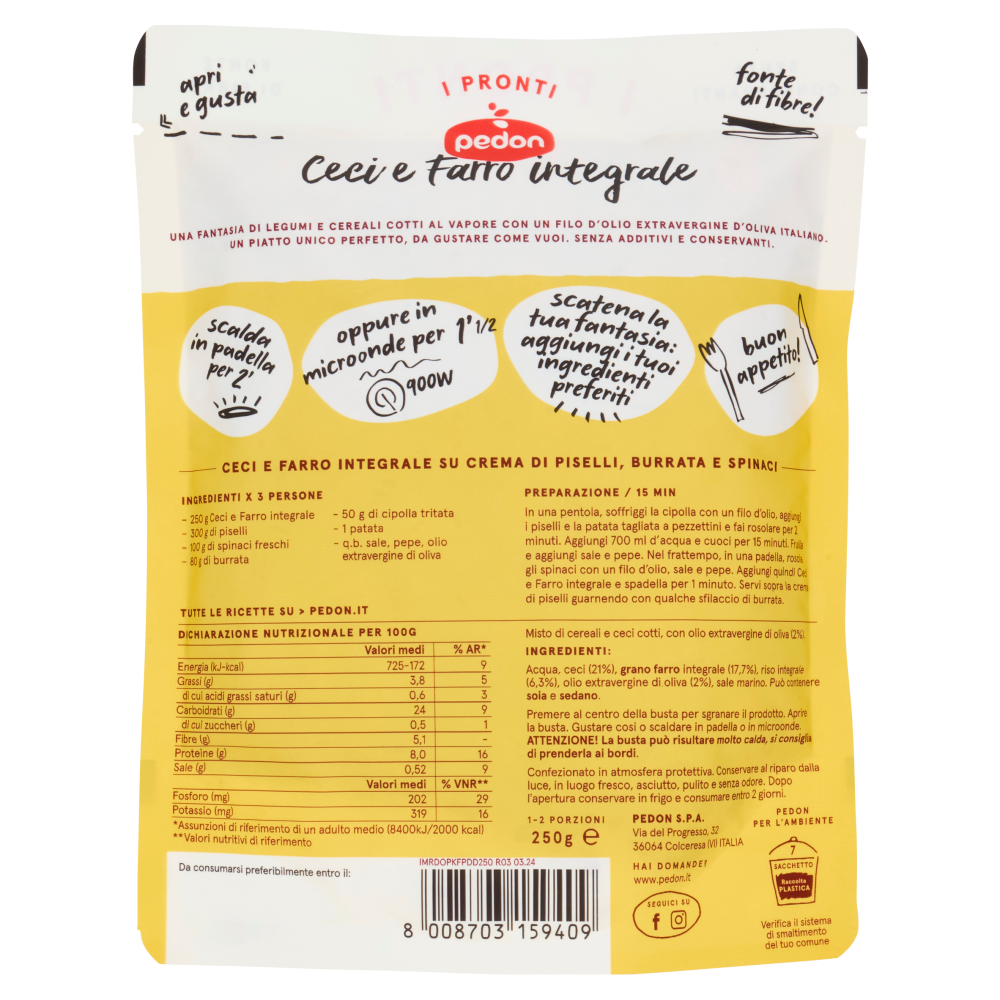 pedon I Pronti Ceci e Farro integrale 250 g