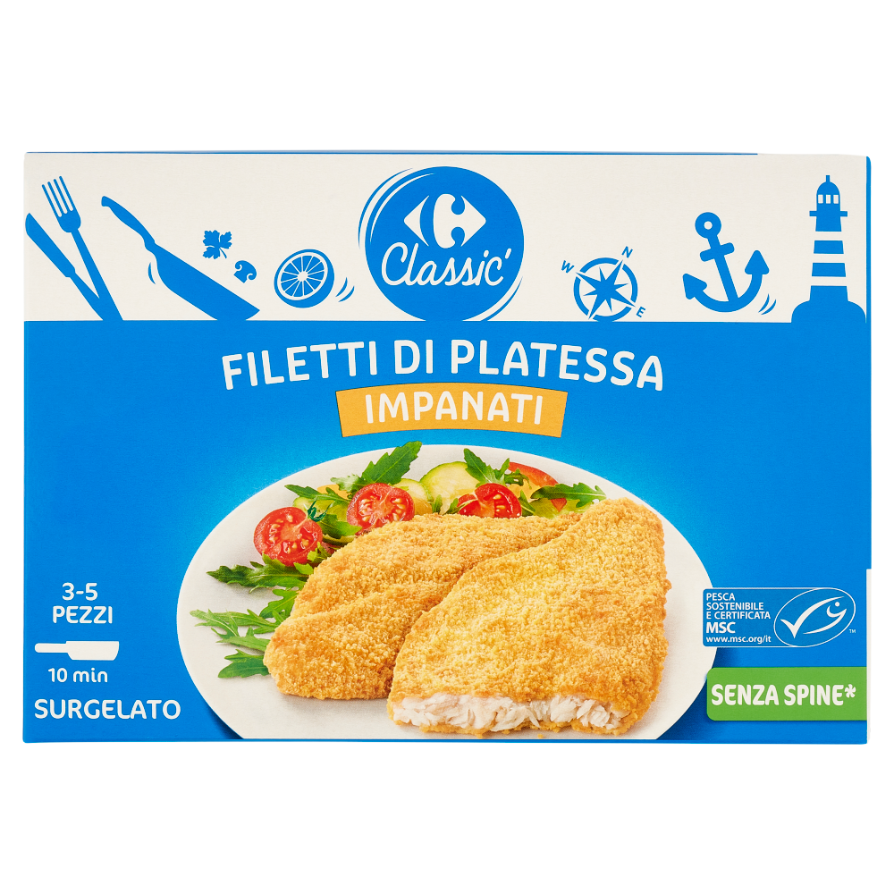 Carrefour Classic Filetti di Platessa Impanati Senza Spine* Surgelato 300 g