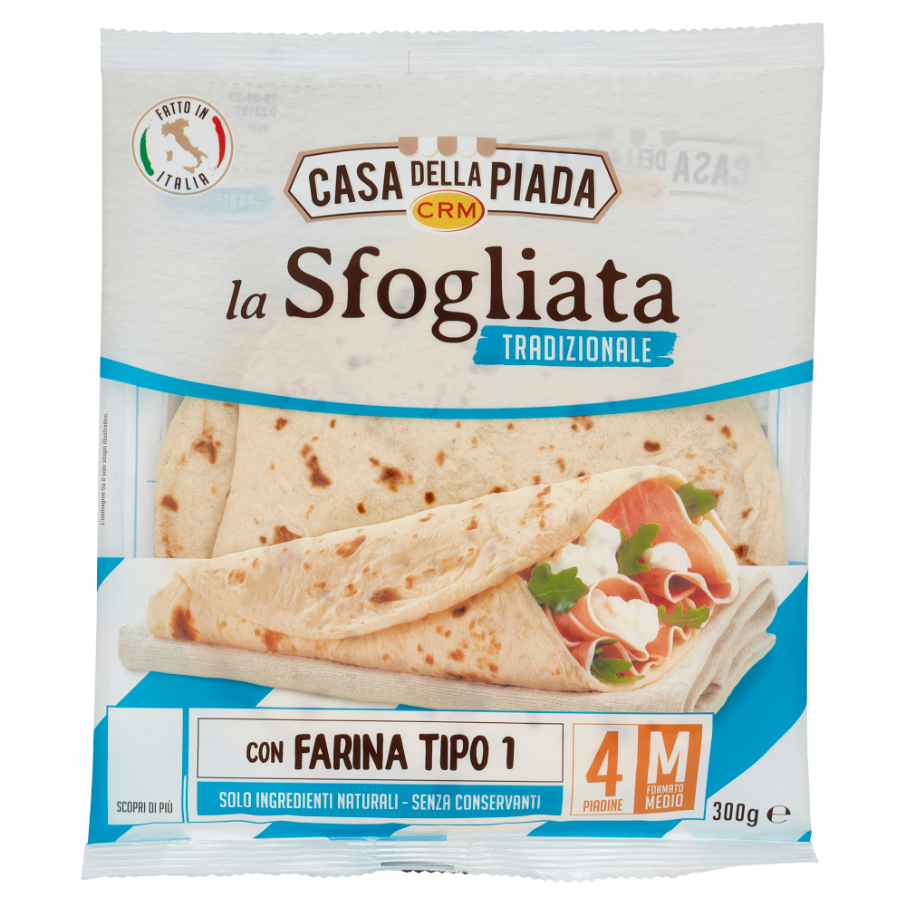 Casa della Piada la Sfogliata Tradizionale Formato Medio M 4 Piadine 300 g