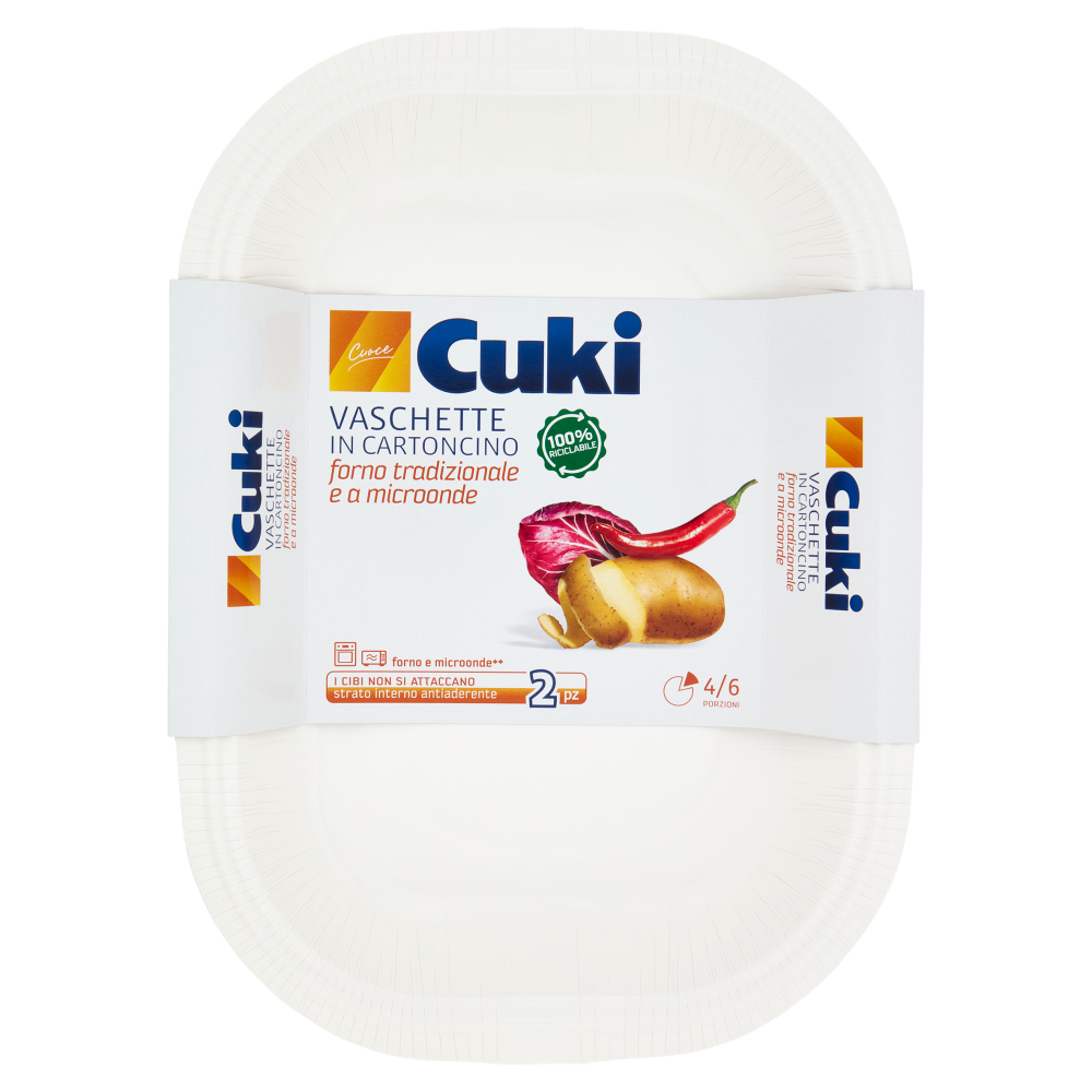 Cuki Cuoce Vaschette in Cartoncino 4/6 Porzioni 2 pz