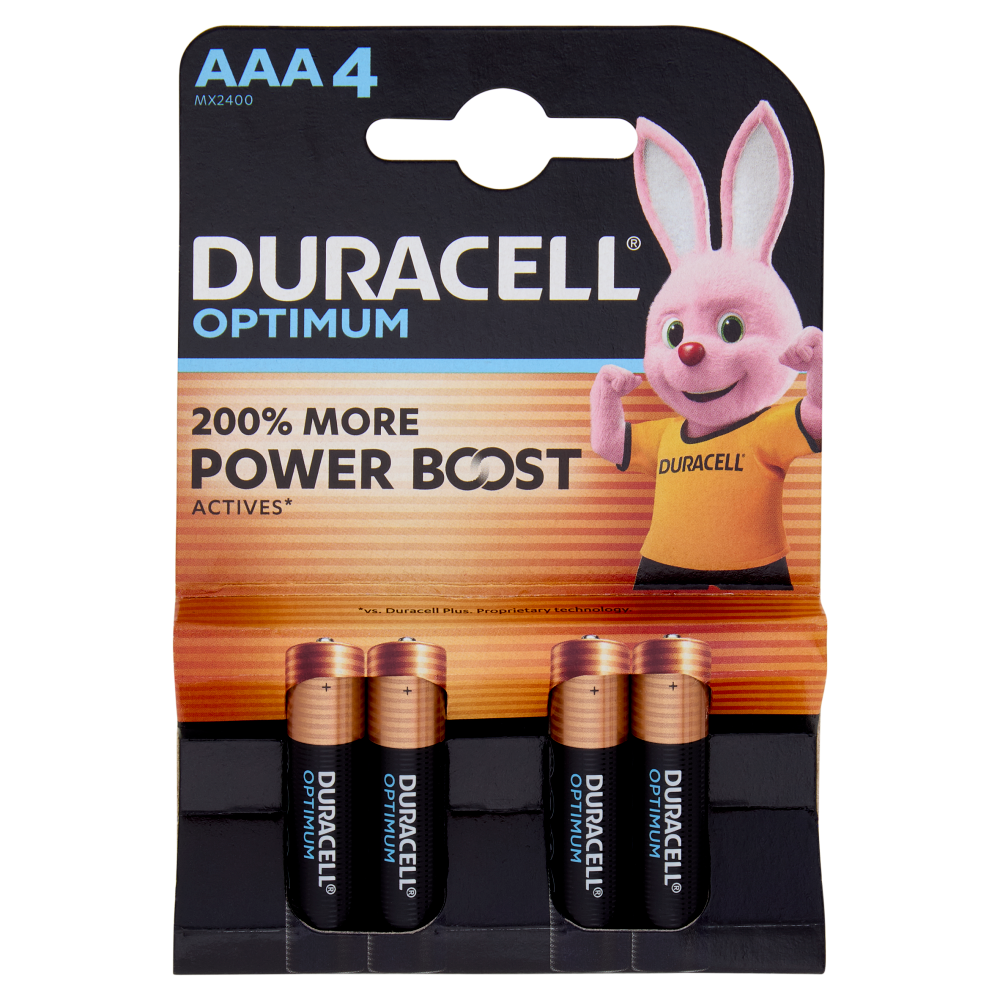 Duracell Optimum AAA 4 Mini Stilo / Micro Alcalina 1.5V MX2400 4 pz