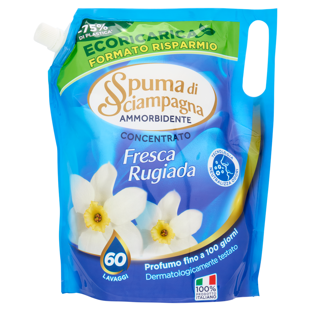 Spuma di Sciampagna Ammorbidente Concentrato Fresca Rugiada Ecoricarica 1200 ml