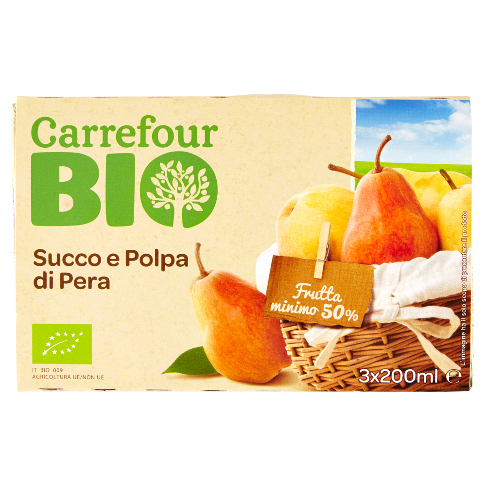 Carrefour Bio Succo e Polpa di Pera 3 x 200 ml
