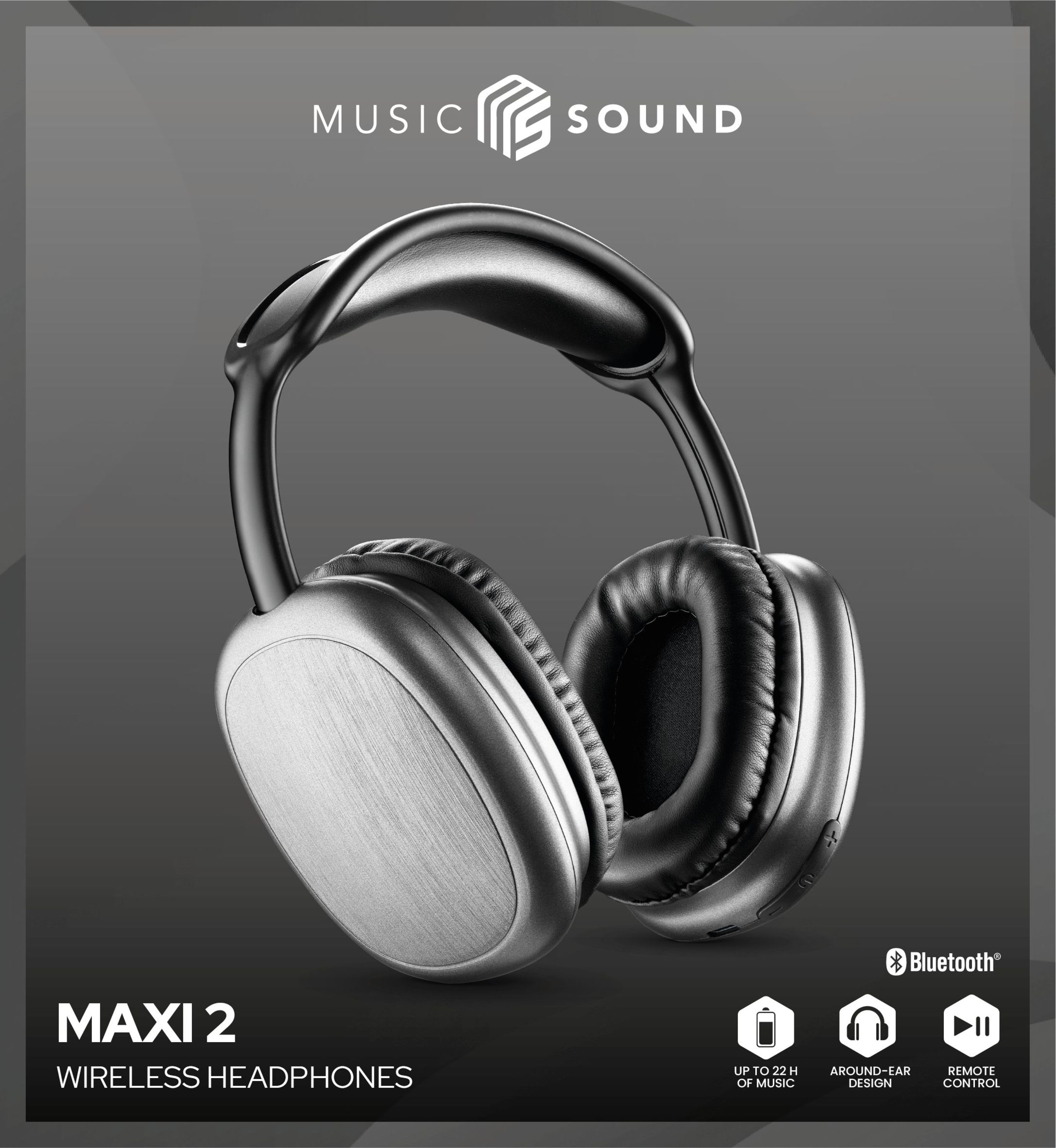 Music Sound Maxi2 Cuffie around-ear Maxi2 Bluetooth 5.0 : cuffie around-the-ear dal design moderno e colorato, che garantiscono un suono potente e bilanciato e un alto comfort d'utilizzo