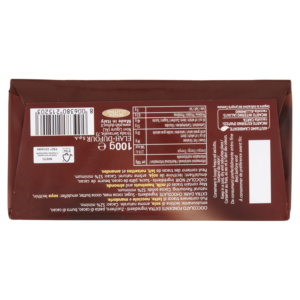 Novi Fondente 52% Cacao Cioccolato Fondente Extra 100 g