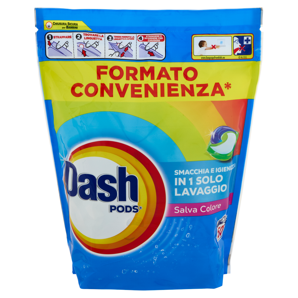 Dash Pods Detersivo Lavatrice In Capsule, Salva Colore, 50 Lavaggi 865 g