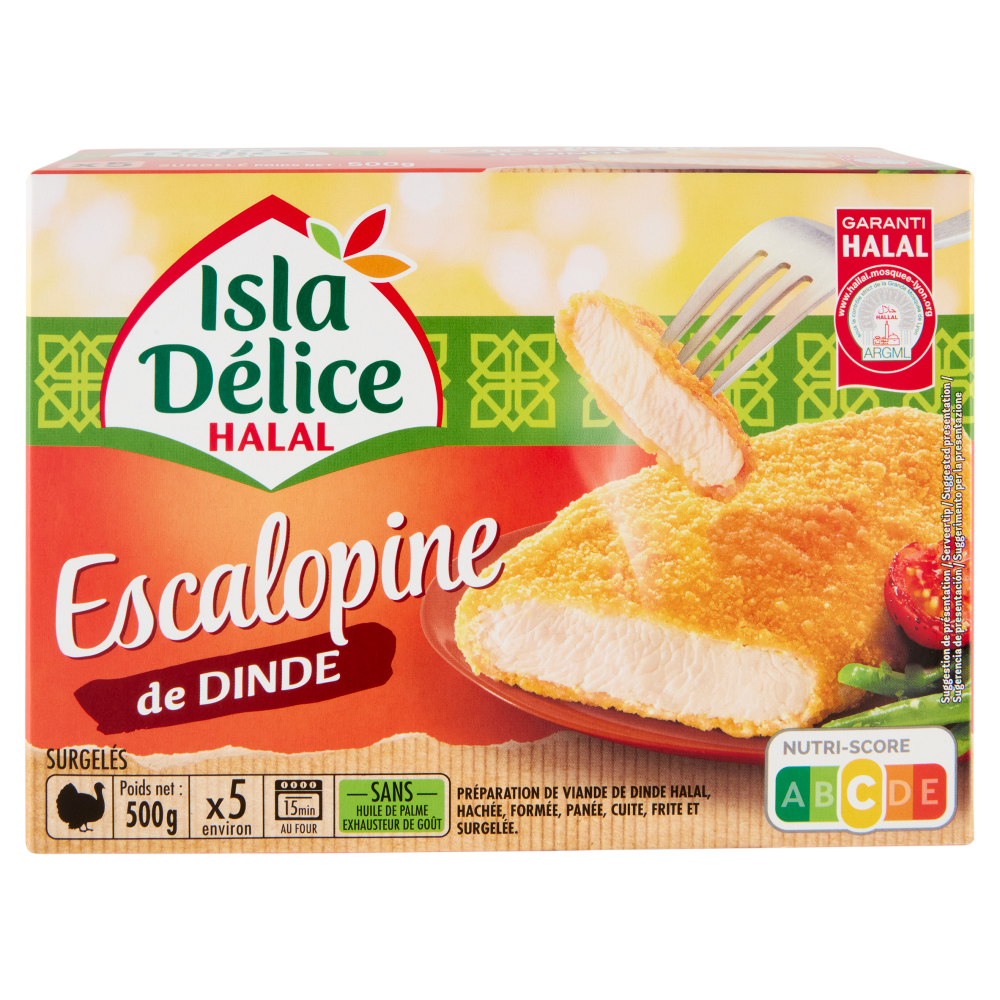 Isla D&eacute;lice Halal Escalopine de Dinde Surgel&eacute;s x5 500 g