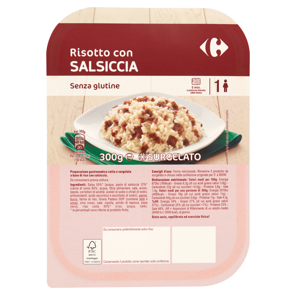 Carrefour Risotto con Salsiccia Surgelato 300 g