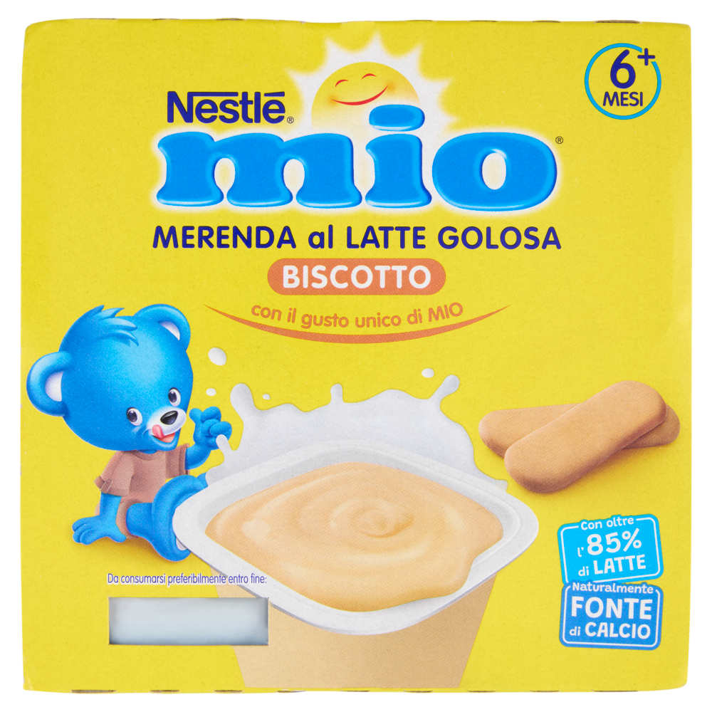 NESTLÉ MIO Merenda al Latte Biscotto 4 Vasetti da 100g