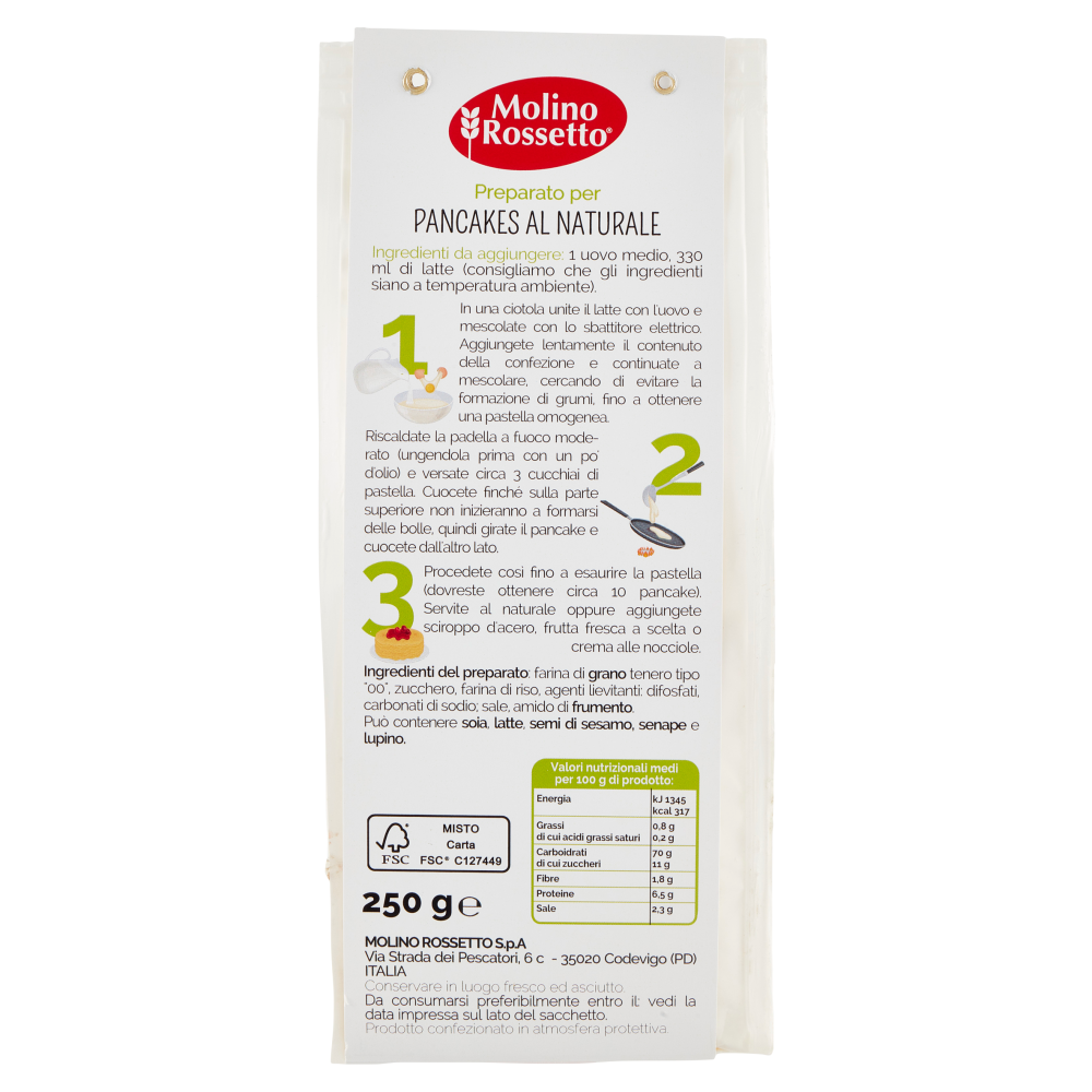 Molino Rossetto Preparato per Pancakes al Naturale 250 g