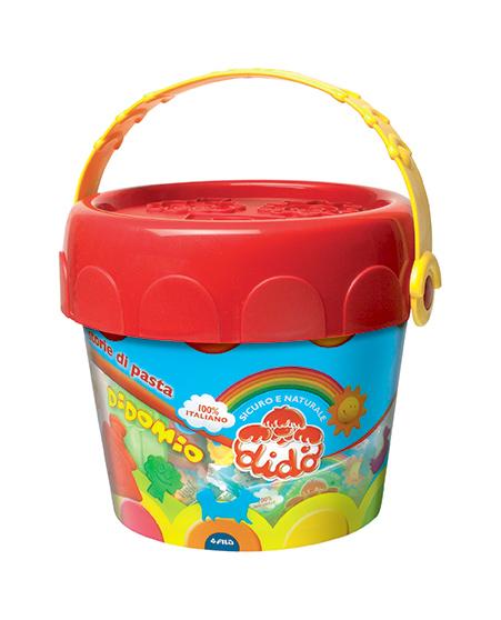 F.I.L.A. Secchiello con pasta modellabile nero, blu, marrone, verde, magenta, arancione, rosa, rosso, bianco, giallo