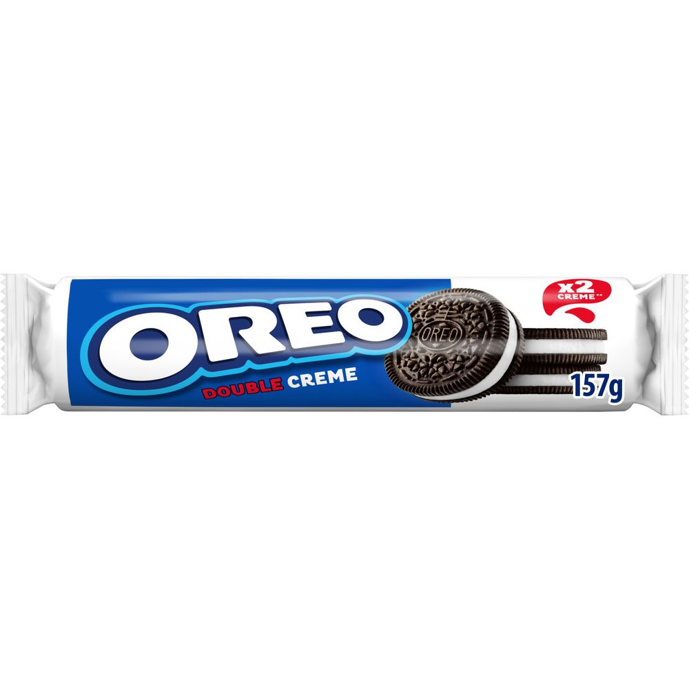 OREO Double Creme Biscotti al Cacao con Doppio Ripieno di Crema al Gusto Vaniglia 157g -  Confezione da 14 biscotti 