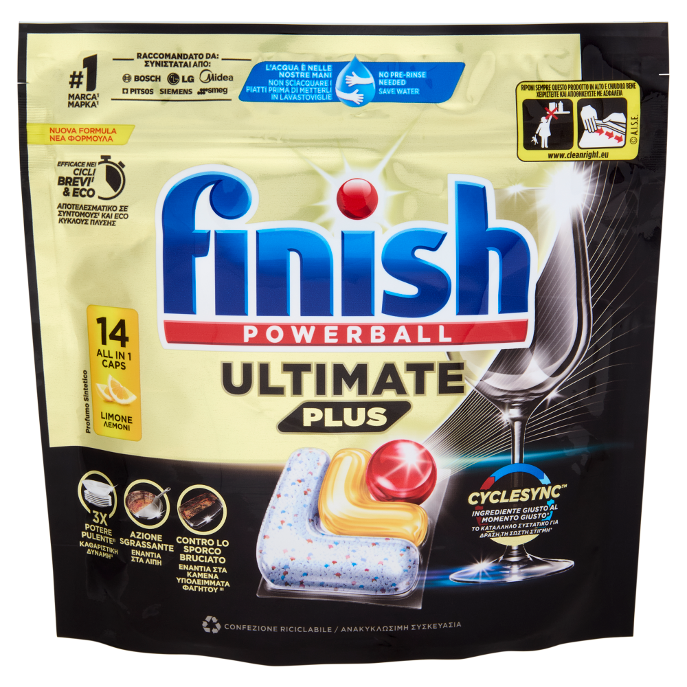 Finish Ultimate Plus Limone pastiglie lavastoviglie 14 lavaggi 170,8 g