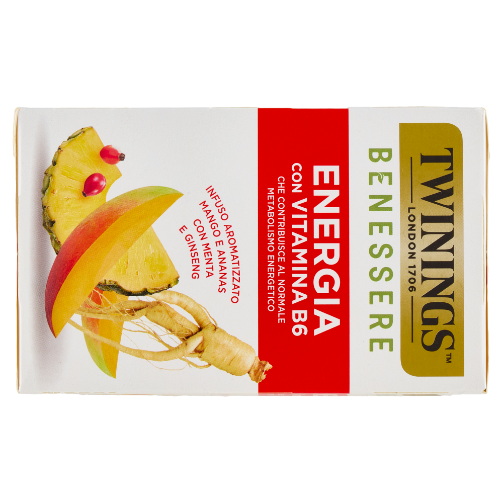 Twinings Benessere Energia Tisana Aromatizzata Mango e Ananas con Vitamina B6 18 filtri 27 g