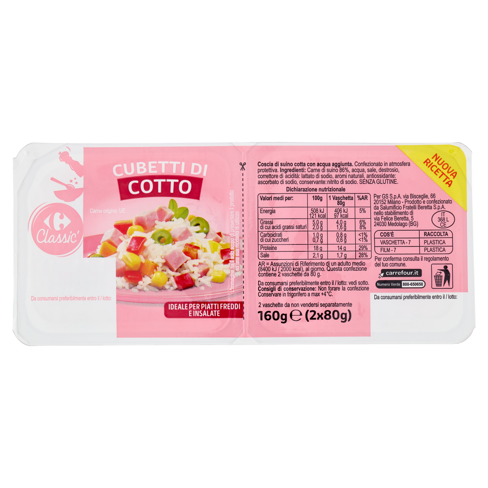 Carrefour Classic Cubetti di Cotto 2 x 80 g