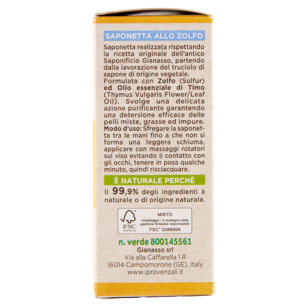 I Provenzali Saponetta Vegetale Zolfo Purificante 100 g