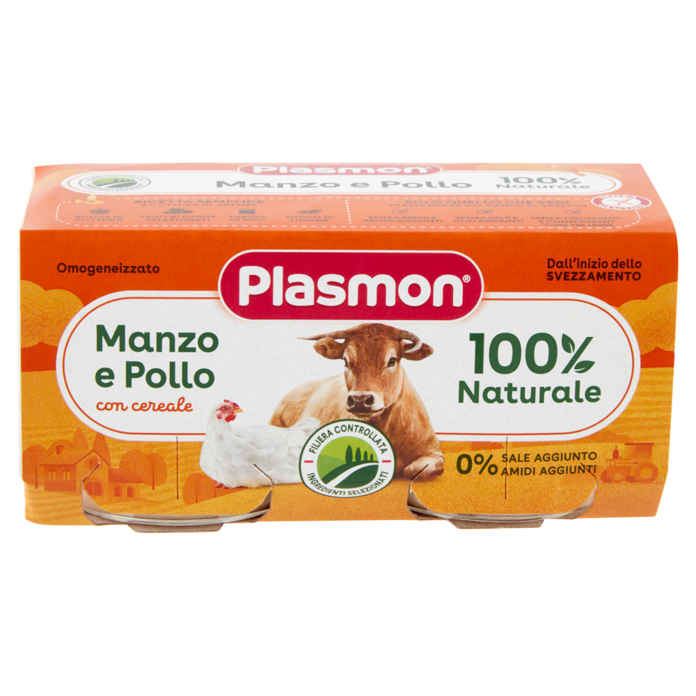 Plasmon Omogeneizzato Manzo e Pollo con cereale 2 x 80 g
