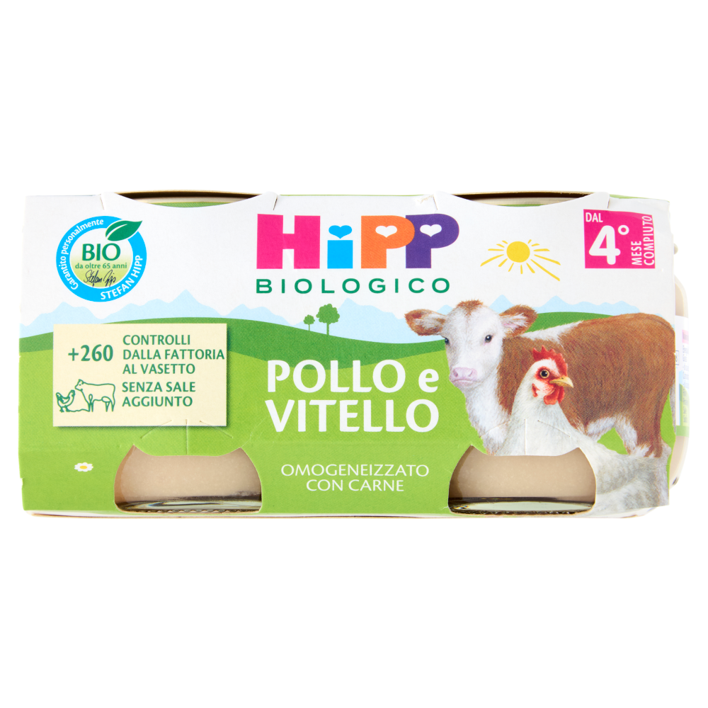 HiPP Biologico Pollo e Vitello Omogeneizzato con Carne 2 x 80 g