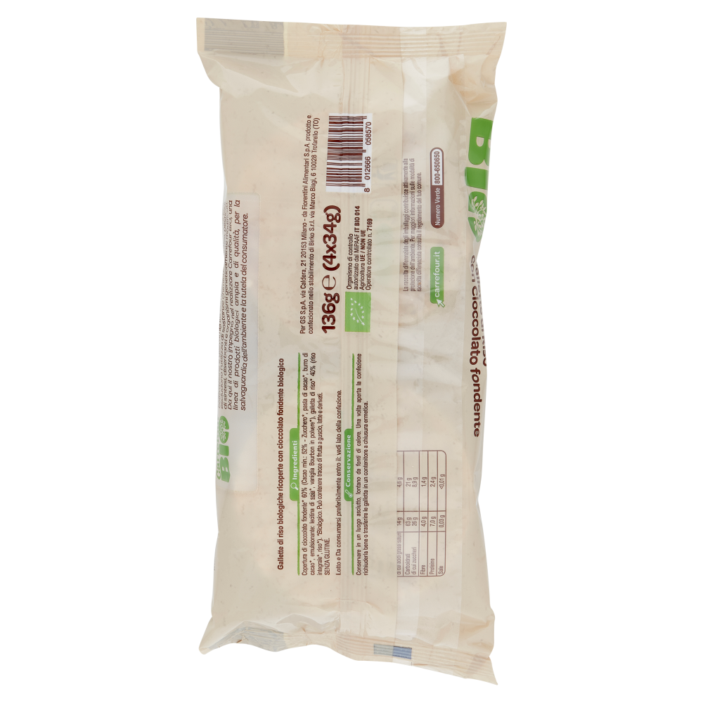 Carrefour Bio Gallette di Riso con Cioccolato fondente 4 x 34 g