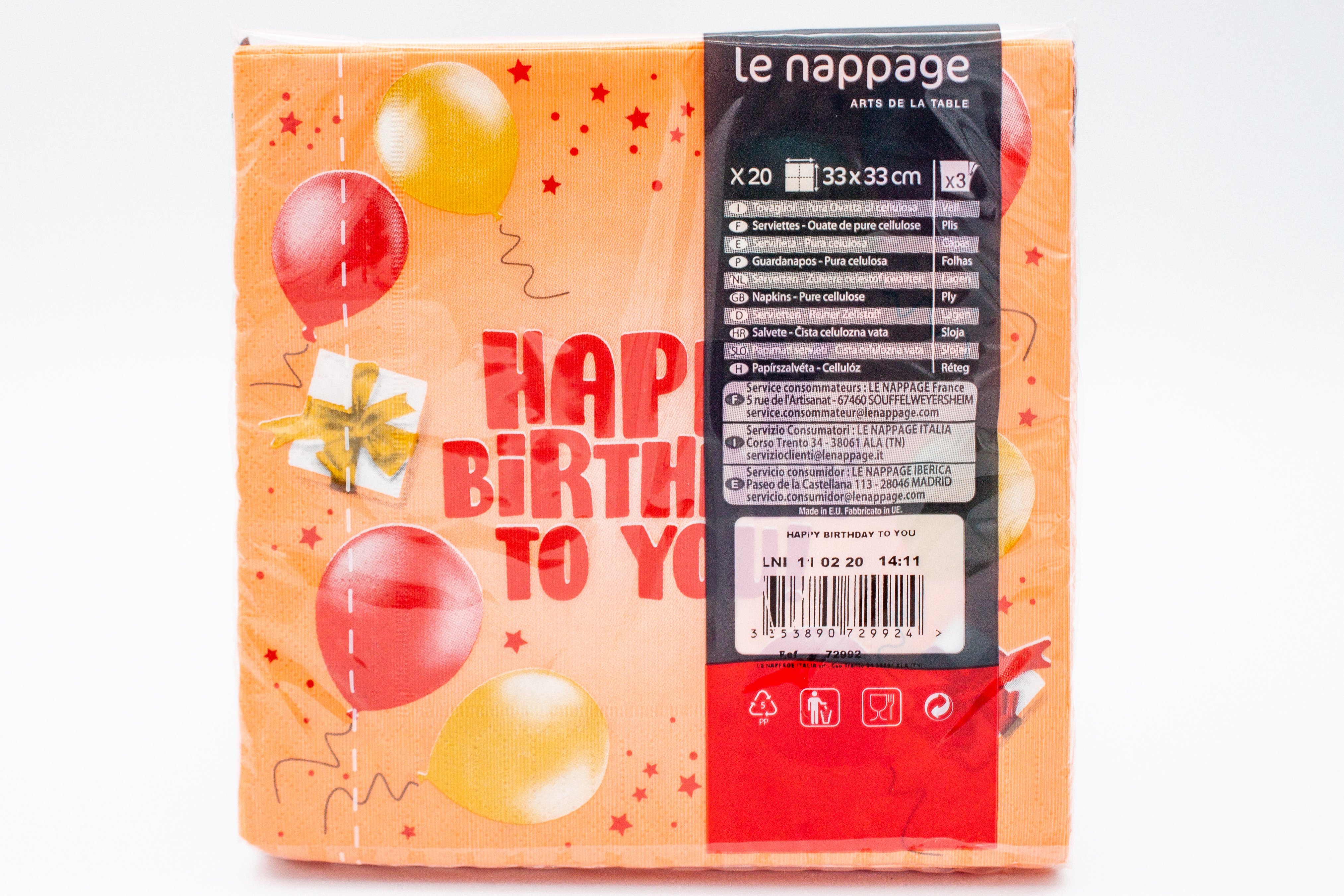 20 tovaglioli 33x33 3 veli Happy Birthday