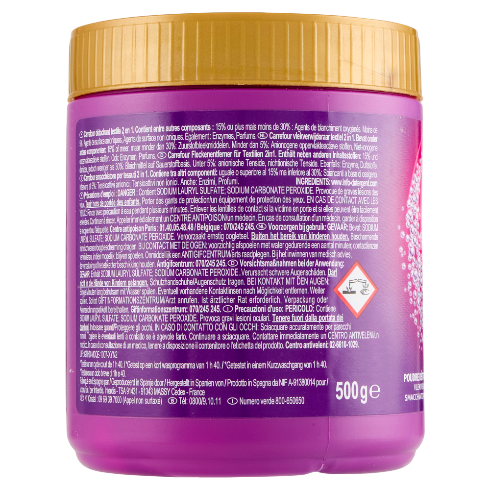 Carrefour Expert Smacchiatore in Polvere 2 in 1 Bianchi e Colorati 500 g