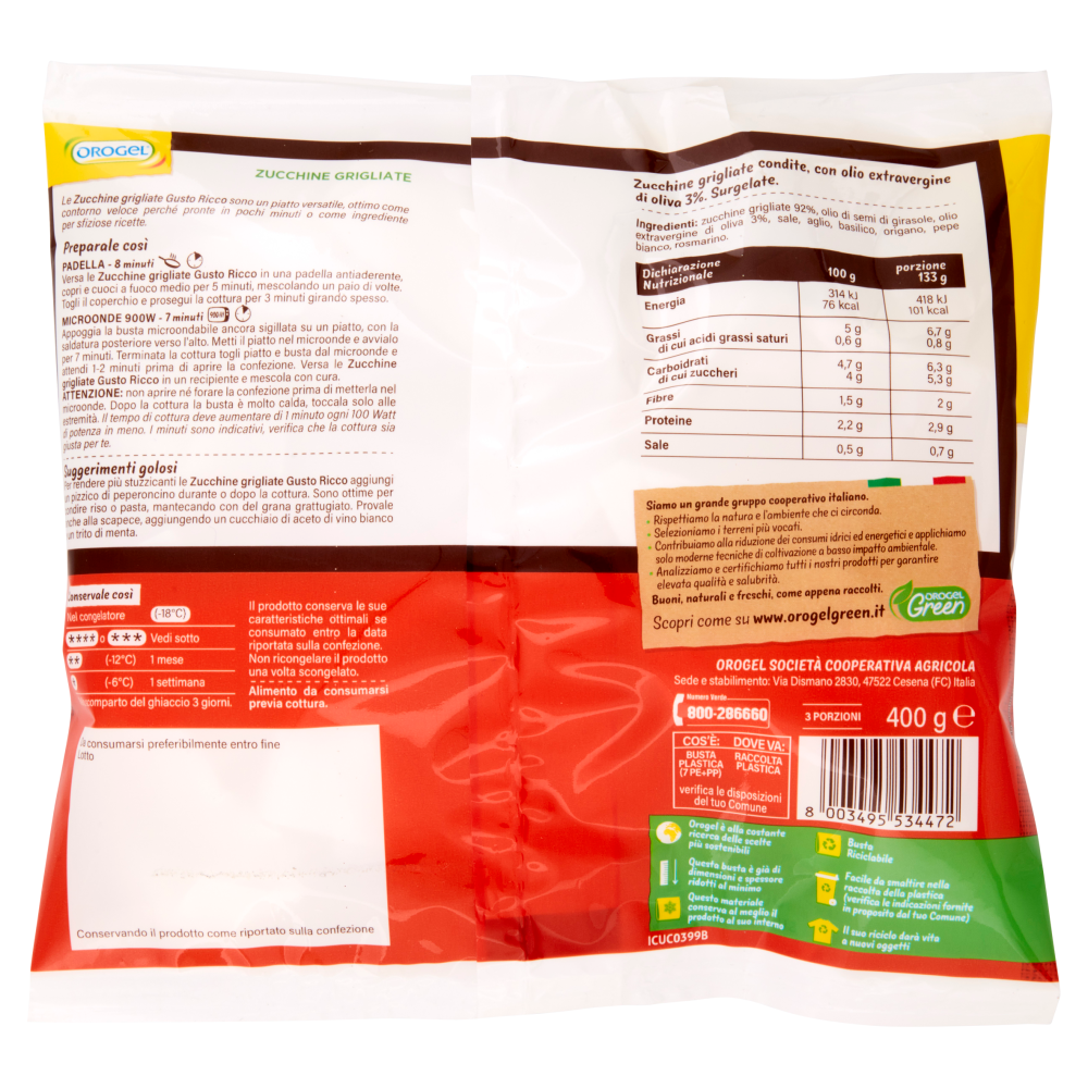 Orogel Gusto Ricco Zucchine Grigliate Surgelati 400 g