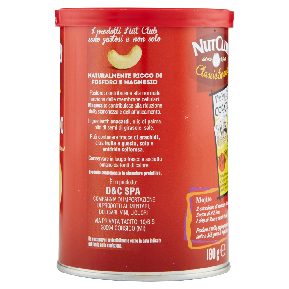 NutClub Classic Snack Anacardi Pelati Tostati e Salati 180 g