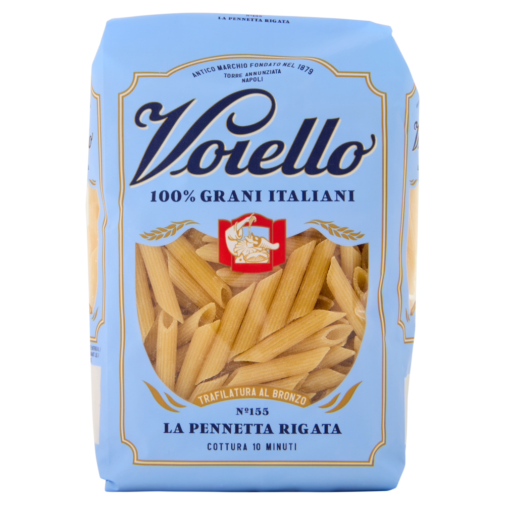 Voiello Pasta La Pennetta Rigata N°155 Grani 100% Italiani Trafilata Bronzo 500g