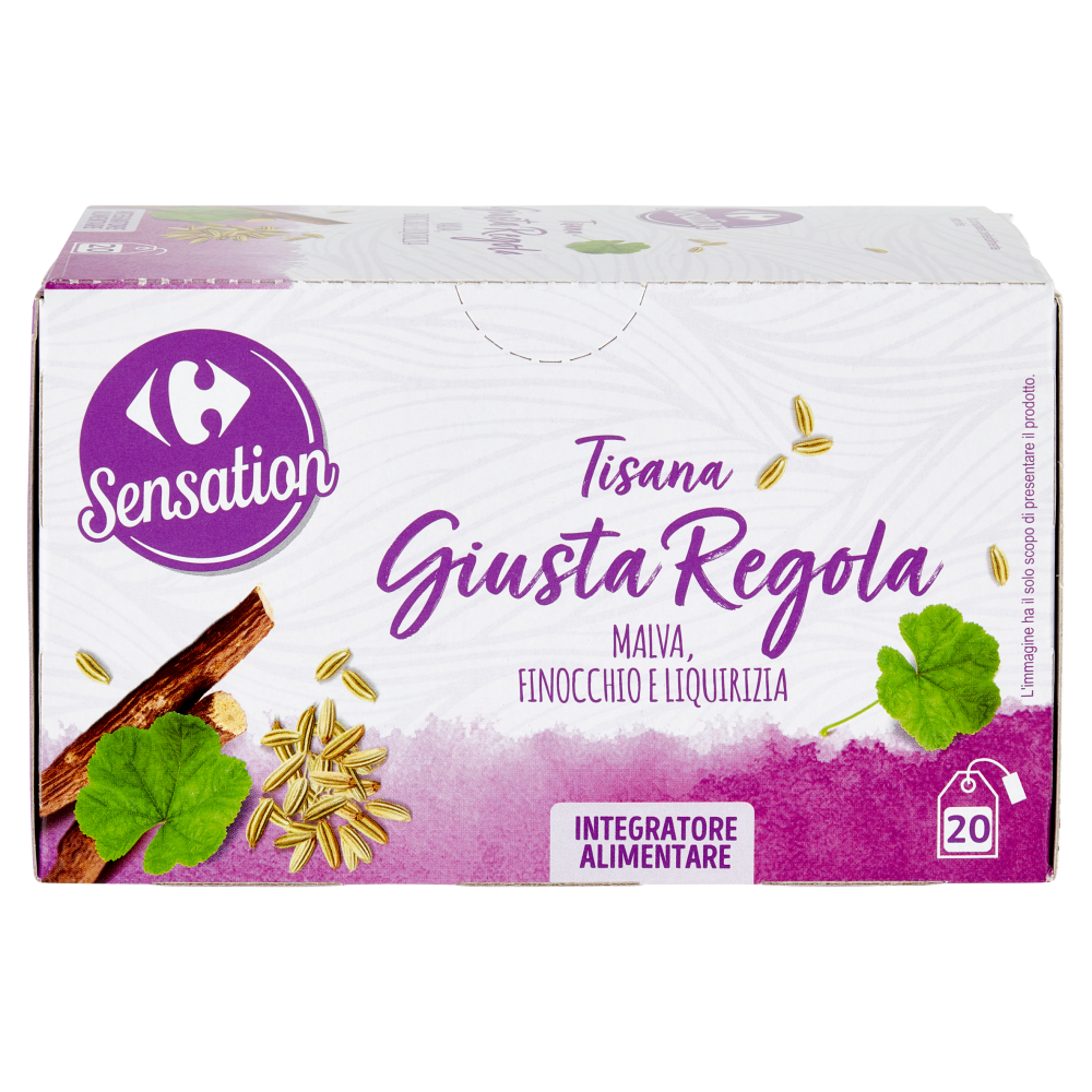 Carrefour Sensation Tisana Giusta Regola Malva, Finocchio e Liquirizia filtri 20 x 2 g