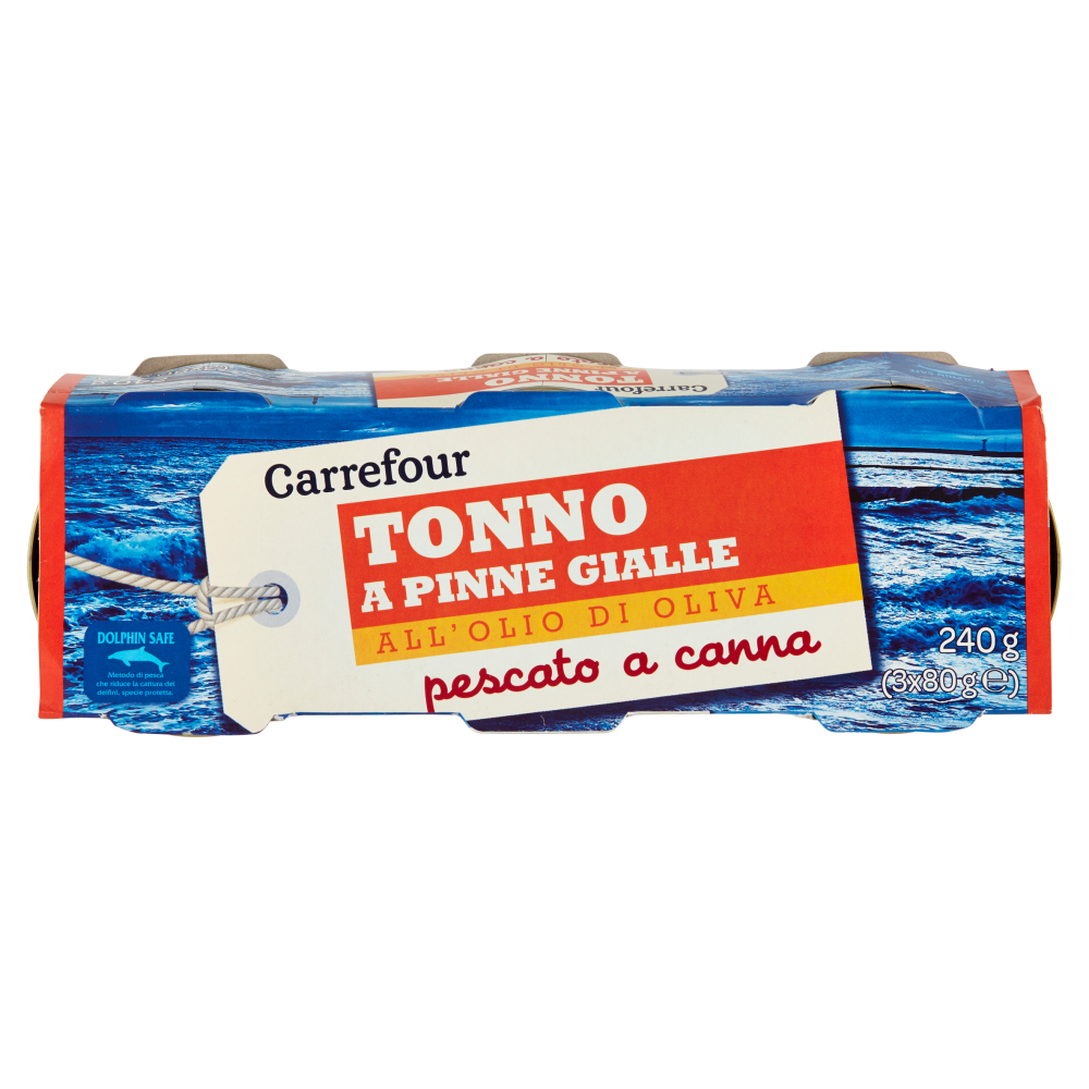 Carrefour Tonno a Pinne Gialle all'Olio di Oliva pescato a canna 3 x 80 g