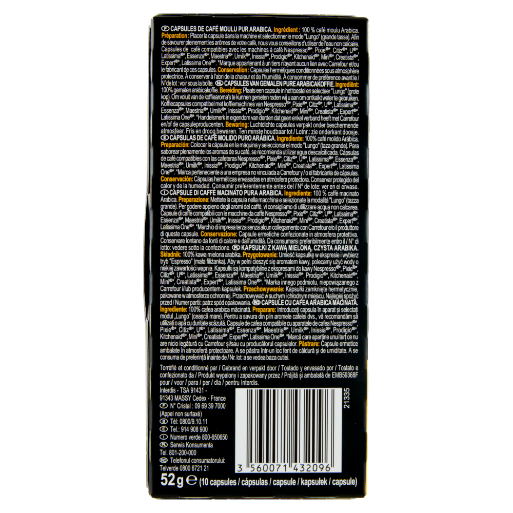 Carrefour Selection Lungo Voluptuo Intensità 6 10 Capsule 52 g