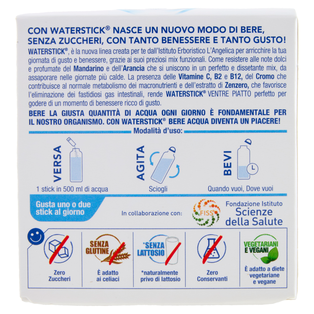 L'Angelica Waterstick Mandarino e Arancia Ventre Piatto 12 x 2 g