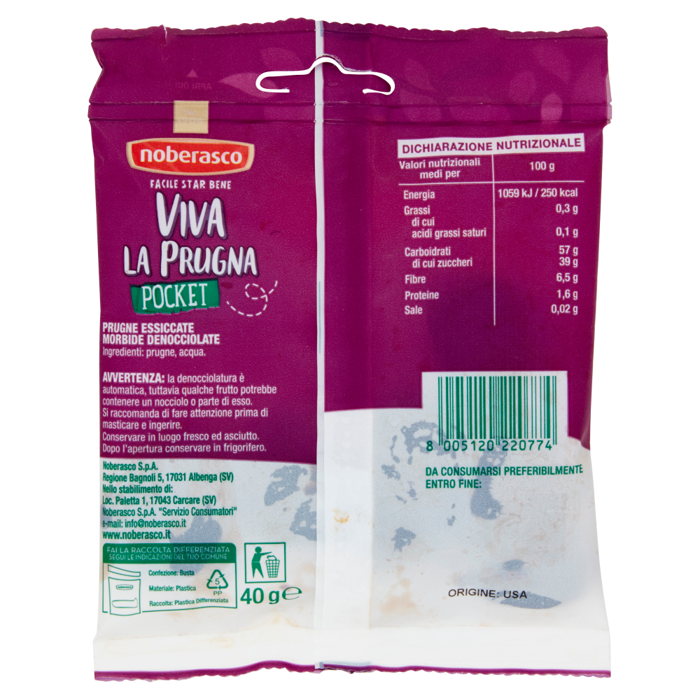 noberasco Viva la Prugna Denocciolate Pocket 40 g