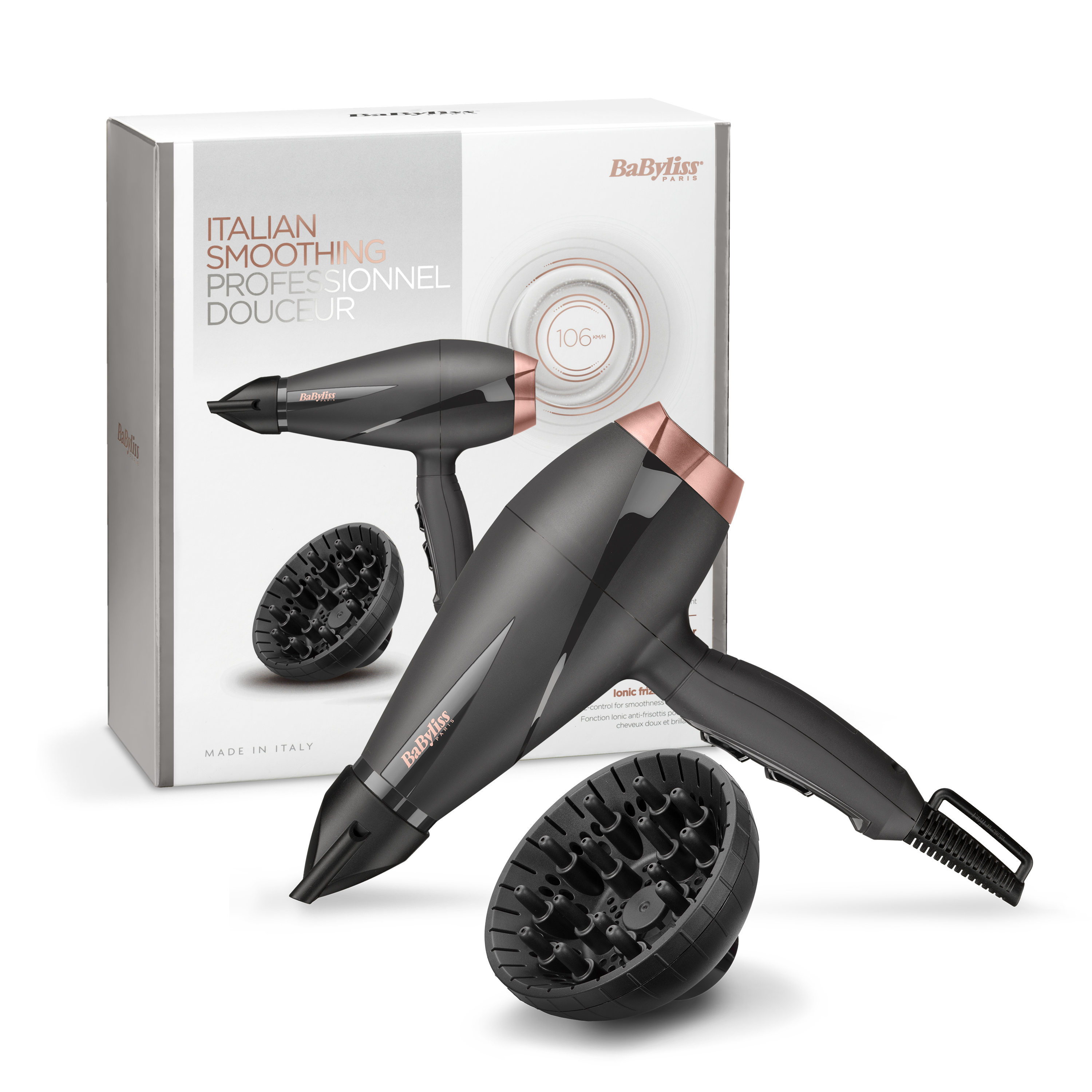 BaByliss Smooth Pro 2100 asciuga capelli 2100 W Nero, Oro rosa