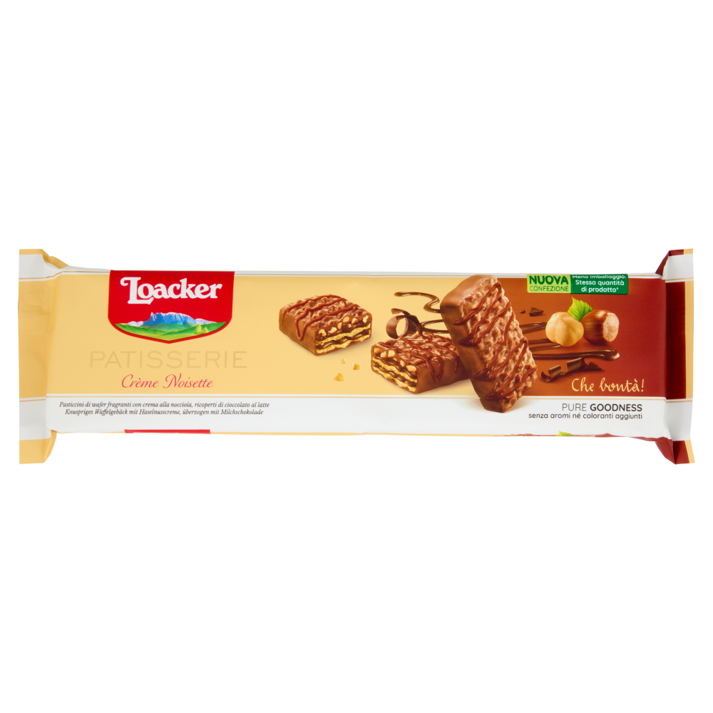 Loacker Patisserie Cr&egrave;me Noisette Wafer con crema alle Nocciole ricoperti di Cioccolato Wafers 100g
