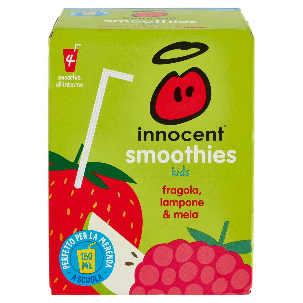 innocent smoothies kids fragola, lampone & mela 4 x 150 ml