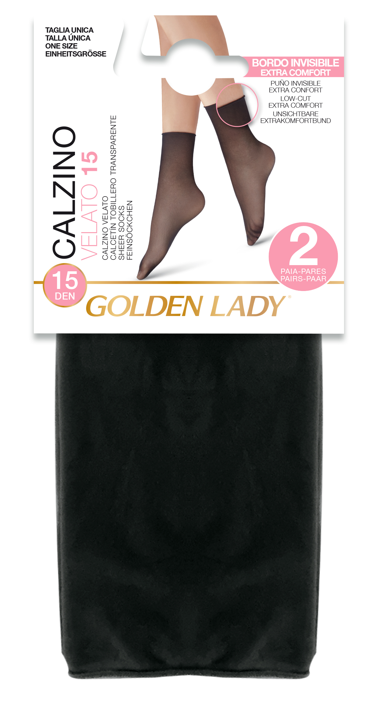 Golden Lady Calzino Velato 15 Taglio Vivo Nero Taglia Unica