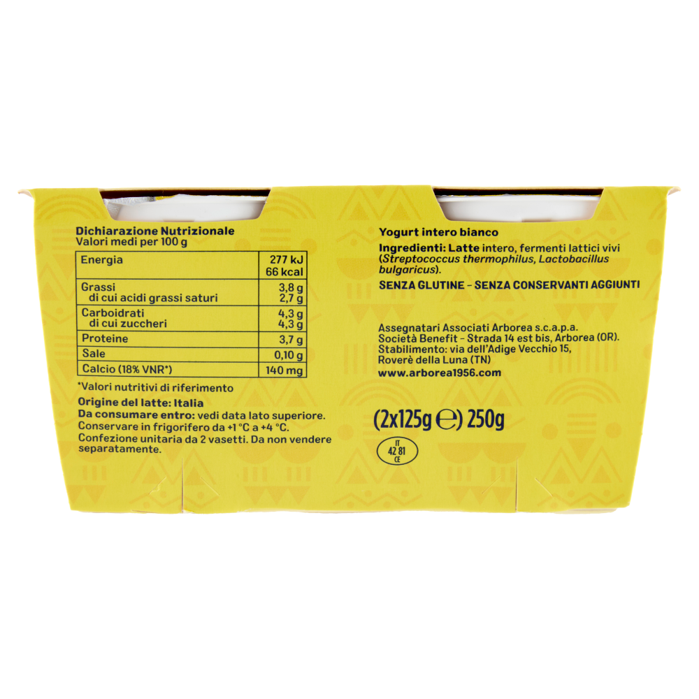 Arborea A-Yo Yogurt Intero Bianco 2 x 125 g