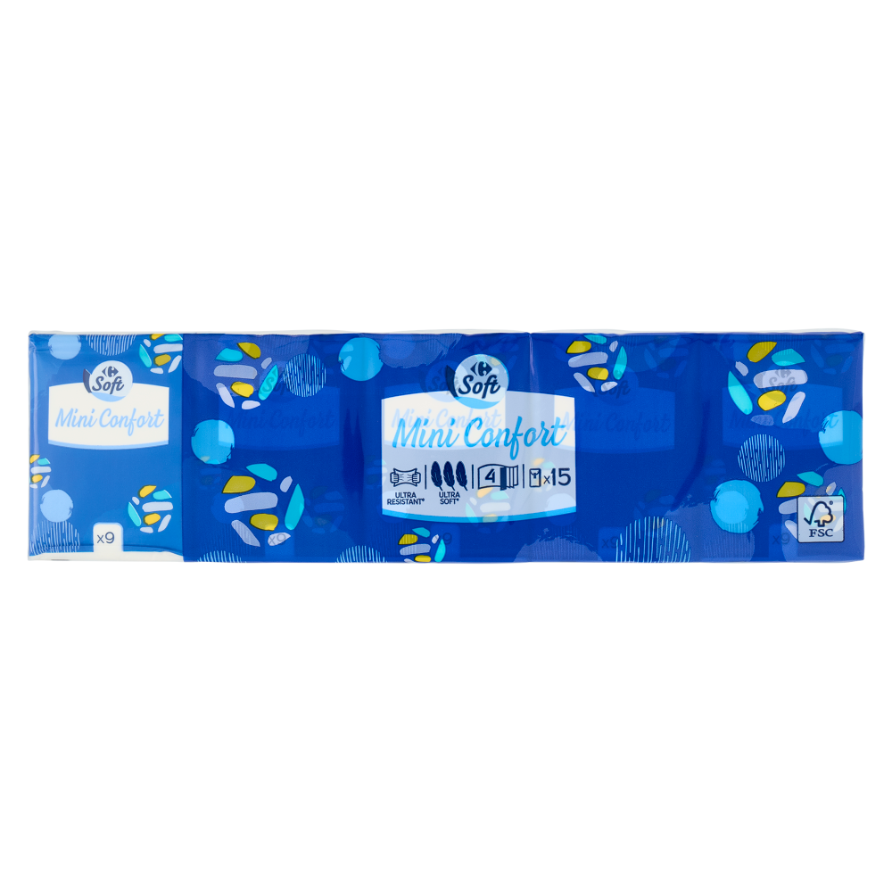 Carrefour Soft Mini Confort Fazzoletti bianchi 15 pz