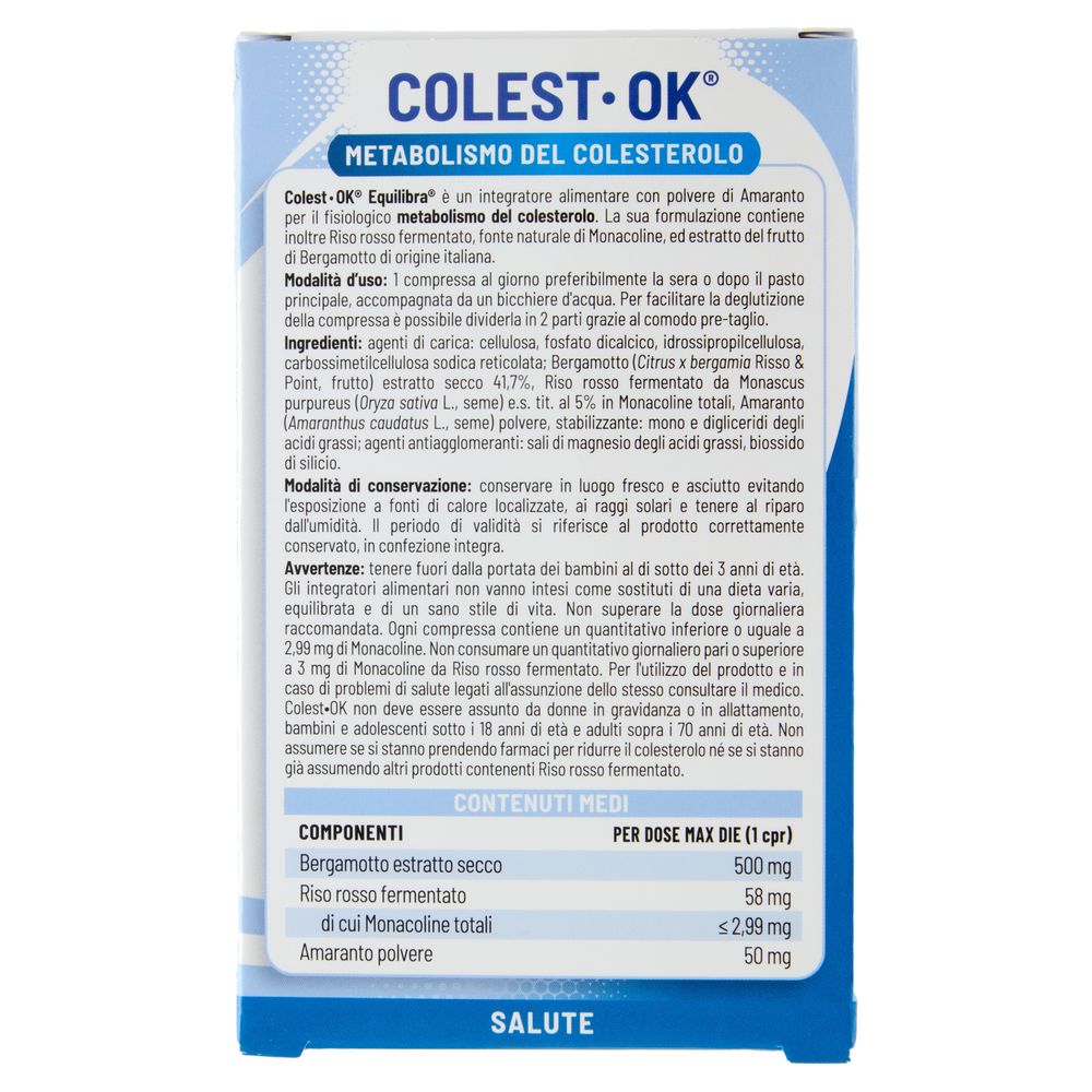 Equilibra Colest-Ok Metabolismo del Colesterolo Compresse 20 x 1,2 g