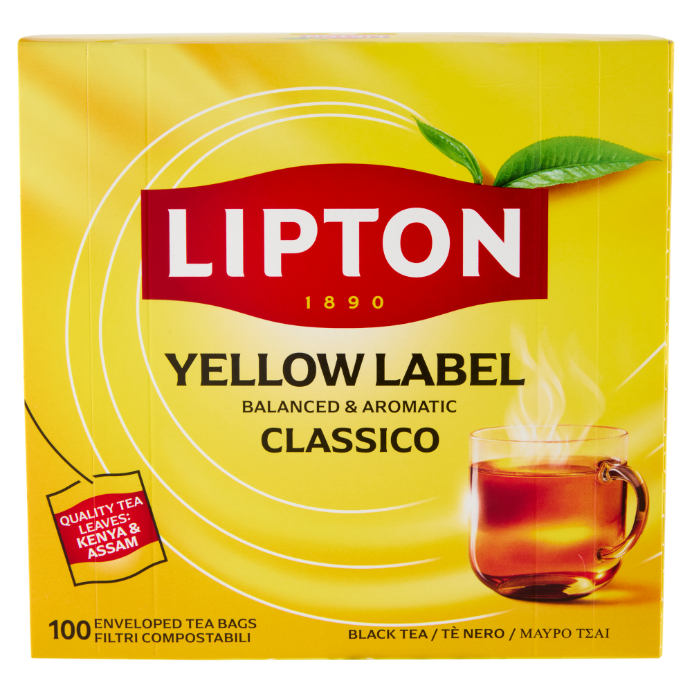 Lipton Yellow Label Classico T&egrave; Nero 100 Filtri Compostabili 150 g