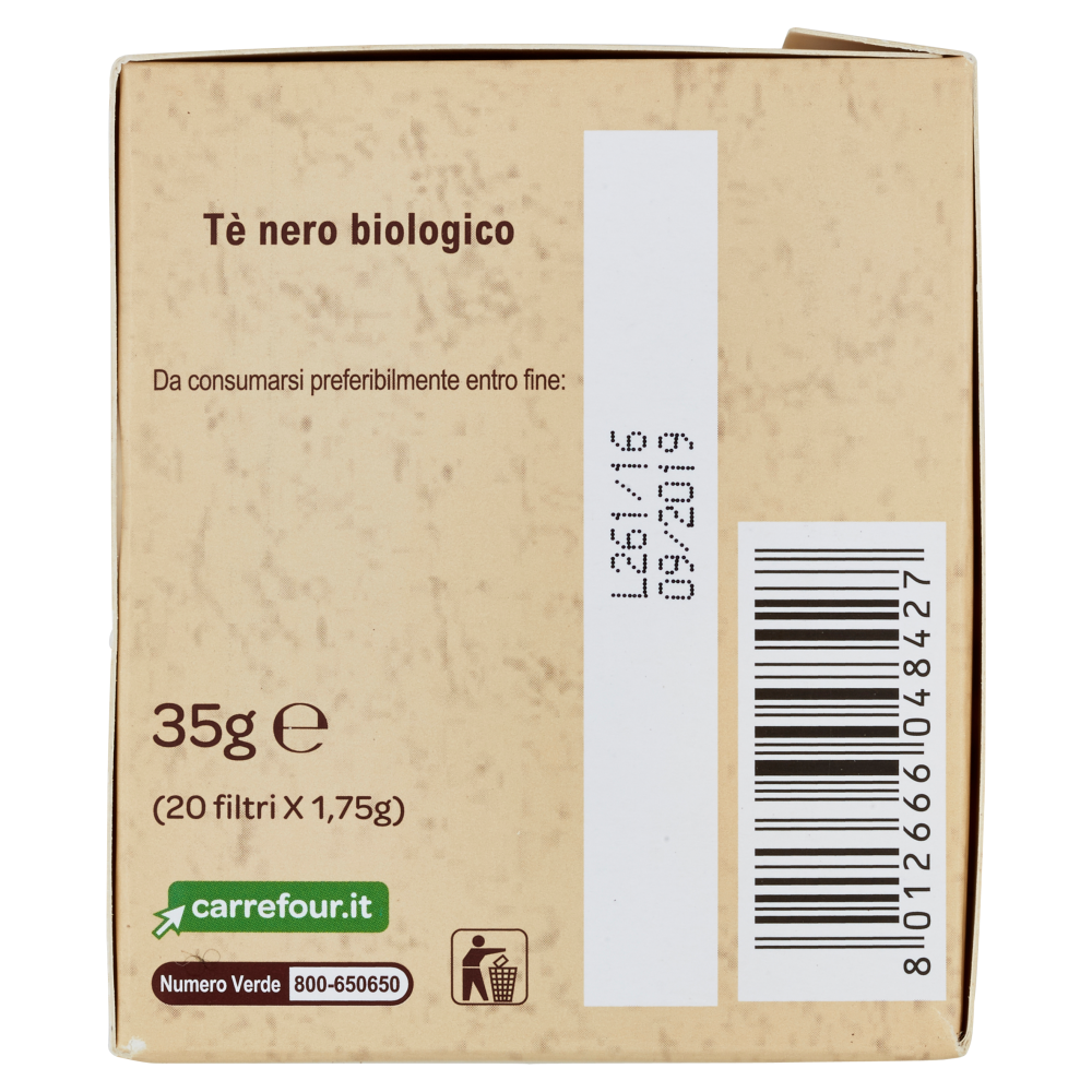 Carrefour Bio Tè nero Biologico Origine India 20 x 1,75 g
