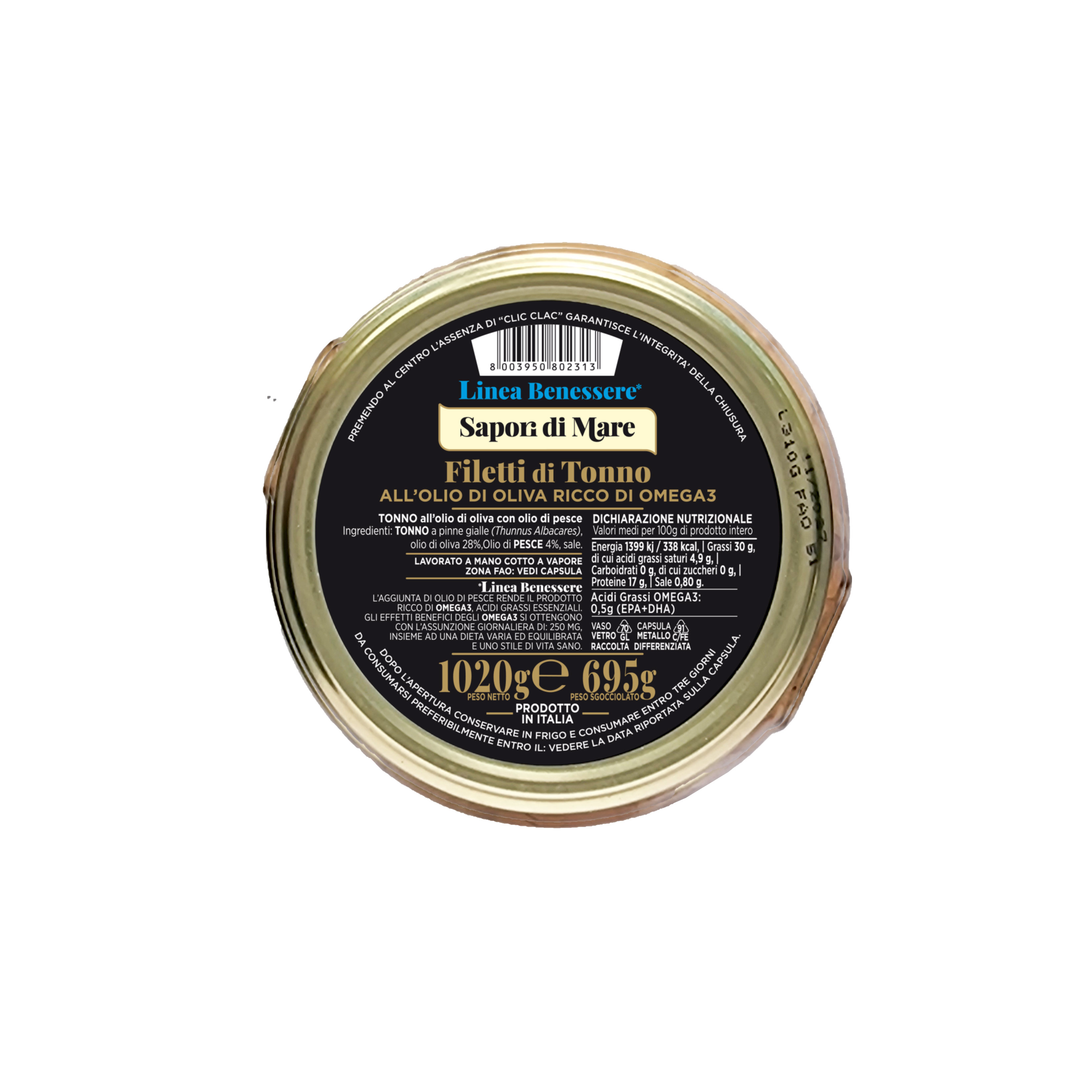 Filetti di Tonno in olio di mare gr.1020